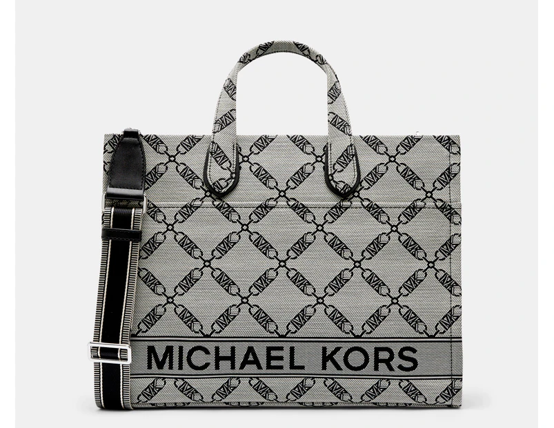 Michael Kors Gigi Large Empire Logo Grab Tote Bag - Natural/Black