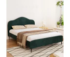 Artiss Bed Frame Queen Size Velvet Dark Green OLAN