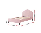 Artiss Bed Frame King Single Size Velvet Pink OLAN