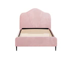 Artiss Bed Frame King Single Size Velvet Pink OLAN