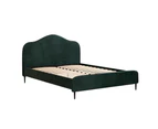 Artiss Bed Frame Queen Size Velvet Dark Green OLAN