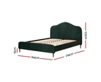 Artiss Bed Frame Queen Size Velvet Dark Green OLAN