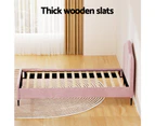 Artiss Bed Frame King Single Size Velvet Pink OLAN