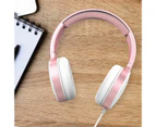 Laser Rose Gold Wired Headphones with Deep Bass, 40mm Drivers, Noise Cancelling, Foldable Design