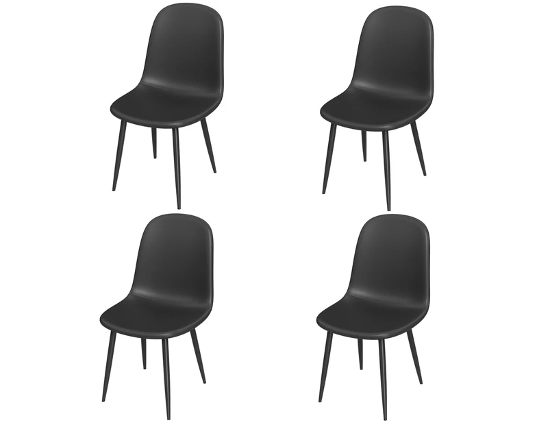 Advwin PU Dining Chairs Set of 4 Kitchen Chair with Metal Legs Black