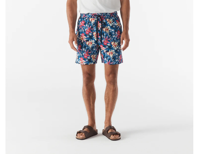 Tommy Hilfiger Men's Drawstring Print Shorts / Swim Shorts - Greek Isle Blue