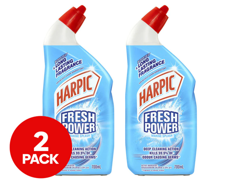 2 x Harpic Fresh Power Toilet Cleaner Marine Splash 700mL