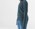 Calvin Klein Jeans Youth Boys' Simply Vertical Long Sleeve Tee / T-Shirt / Tshirt - Deep Cyan Heather