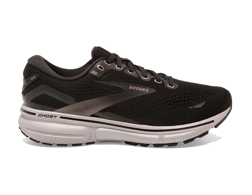 Brooks Women's Ghost 15 Wide Fit Running Shoes - Black/Rose Gold