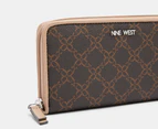 Nine West Zuri Zip Around Wallet - Brown Logo/Latte