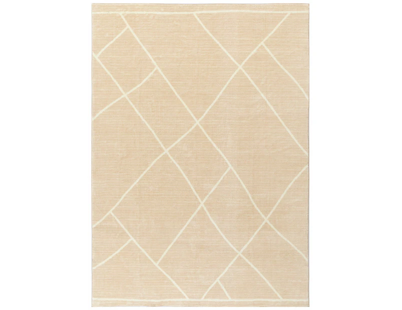 Astrid Diamonds Beige Machine Washable Rug - 160x230cm