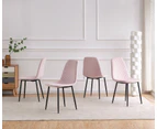 AINPECCA 4x Pink Upholstered Velvet Dining chair Black Metal Legs For Living room Dinning room Cafe Office