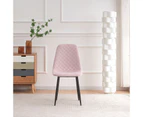 AINPECCA 4x Pink Upholstered Velvet Dining chair Black Metal Legs For Living room Dinning room Cafe Office
