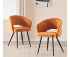 AINPECCA 4x Mustard Upholstered Velvet Armchair Dining chair with Armrest Black Metal Legs For Living room Dinning room Cafe Office