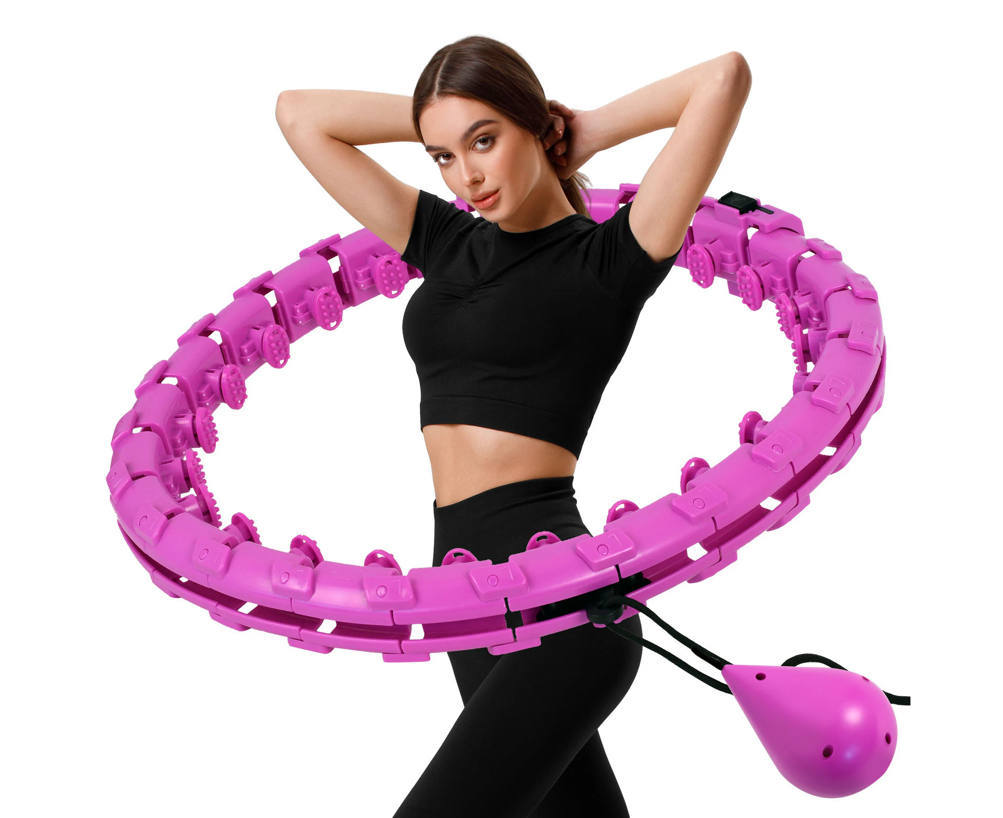 YOPOWER Weighted Hula Hoops Fitness Hoola Hoop for Adults Weight Loss Purple