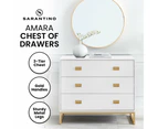 Sarantino Amara Chest of Drawers Tallboy Dresser - White/Gold