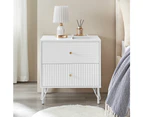 Sarantino Diego Bedside Table Night Stand With 2 Drawers - White