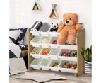 Oikiture Kids Toy Box Organiser 16 Bins Display Shelf Storage Rack Drawer - White