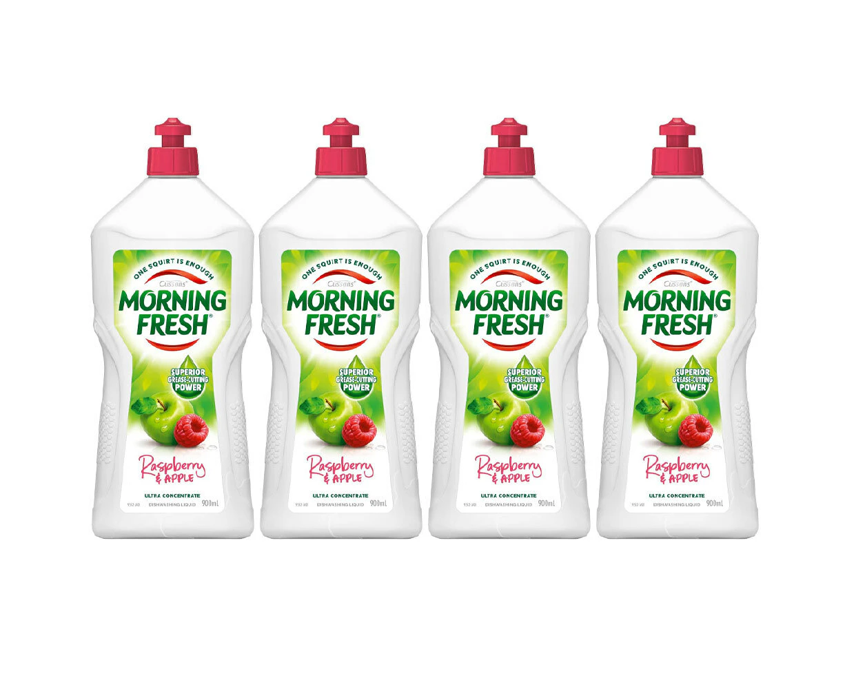 4x Morning Fresh Kitchen Dishwashing Cleaning Liquid Raspberry Crisp Apple 900ml