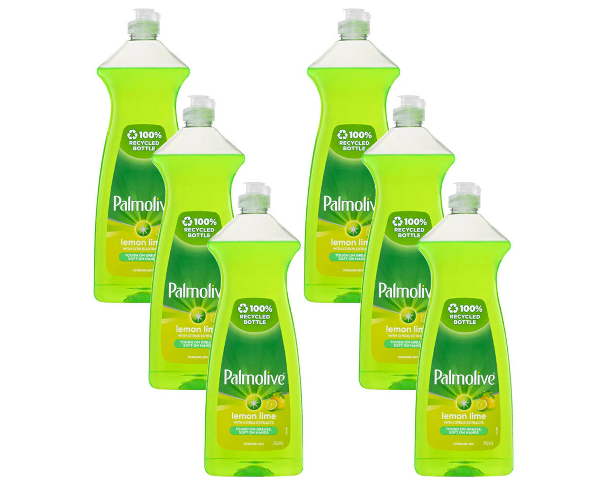 6x Palmolive Kitchen Dishwashing Cleaning Liquid Antibacterial Lemon Lime 750ml