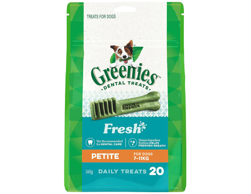 Greenies Freshmint Petite Dental Chews Dog Treats 340G