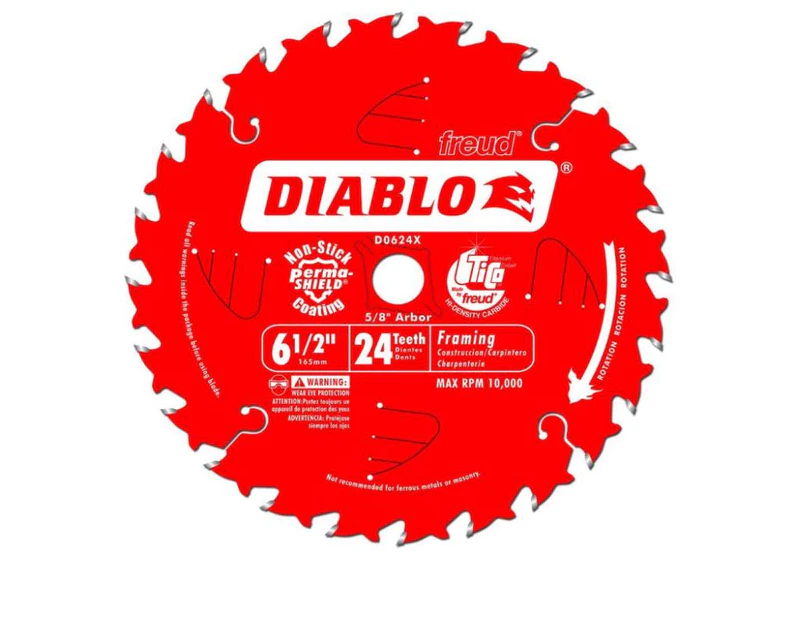 Freud Diablo D0624x 6-1/2" 165mm 24t Circular Saw Blade