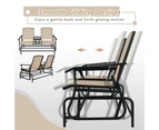 Costway Double Swing Glider Chair Patio Rocking Loveseat w/Center Tempered Glass Table Outdoor Furniture Beige