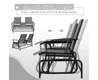 Costway Double Swing Glider Chair Patio Rocking Loveseat w/Center Tempered Glass Table Outdoor Furniture Grey