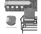 Costway Double Swing Glider Chair Patio Rocking Loveseat w/Center Tempered Glass Table Outdoor Furniture Grey