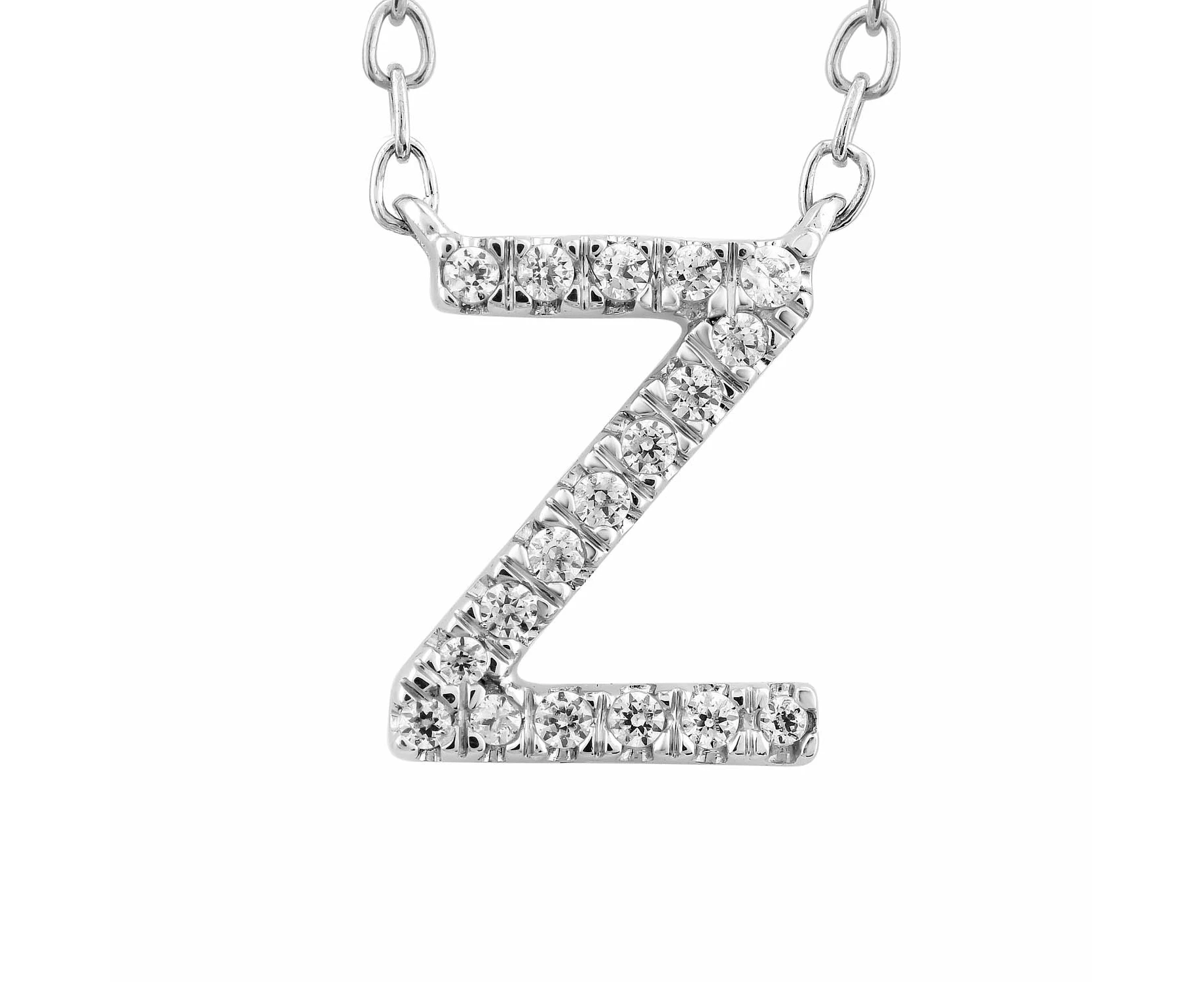 Initial 'Z' Necklace with 0.06ct Diamonds in 9K White Gold