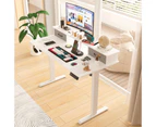 Advwin Electric Standing Desk Adjustable Height Sit Stand up Desk with Monitor Stand and 2 Fabric Drawers White