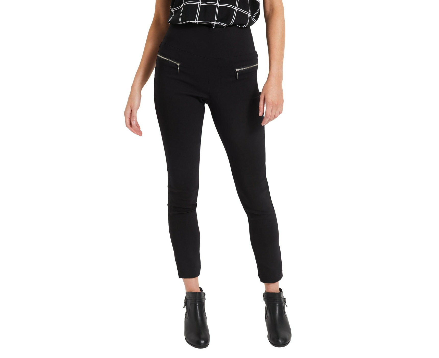 RIVERS - Womens Pants - Black Winter Ankle Length - Slim Leg Bengaline  Trousers - High Waist - Elastane - Tummy Trimmer - Work Clothes - Office  Wear - Black