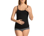 3 x Womens Bonds Maternity Hidden Support Singlet Pregnancy Bumps Black Cotton/Elastane - Black