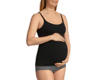 3 x Womens Bonds Maternity Hidden Support Singlet Pregnancy Bumps Black Cotton/Elastane - Black