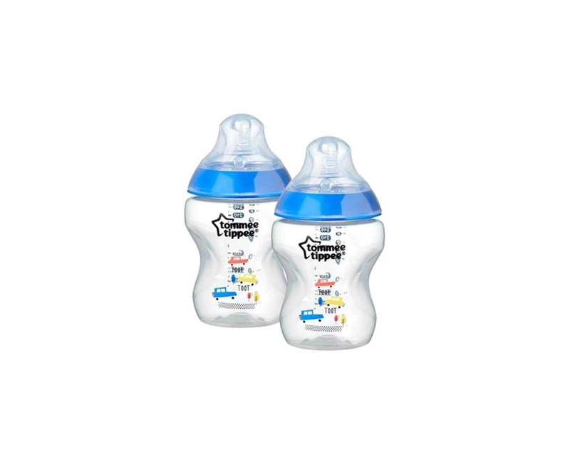 Tommee Tippee Closer to Nature Baby Bottles, Slow Flow Breast-Like Teat with Anti-Colic Valve, 260ml, Pack of 2(Assorted items)--MKTPss