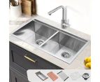 Simplus Stainless Steel Kitchen Workstation Sink 82x45CM Laundry Undermount Double Bowl Set Silver