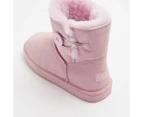 Womens Sheepskin and Leather Slipper Button Boot - Pink