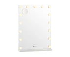 Oikiture 61x43cm LED Makeup Mirror Bluetooth Hollywood Vanity Wall Mirrors Standing Wall Mounted