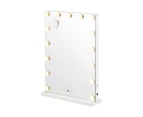 Oikiture 61x43cm LED Makeup Mirror Bluetooth Hollywood Vanity Wall Mirrors Standing Wall Mounted