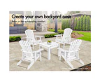 ALFORDSON Outdoor Chair Wooden Adirondack w/ Ottoman Patio Beach Garden White