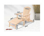 ALFORDSON Outdoor Chair Wooden Adirondack w/ Ottoman Patio Beach Garden Natural