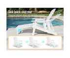 ALFORDSON Outdoor Chair Wooden Adirondack w/ Ottoman Patio Beach Garden White