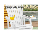 ALFORDSON Outdoor Chair Wooden Adirondack w/ Ottoman Patio Beach Garden White