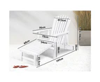 ALFORDSON Outdoor Chair Wooden Adirondack w/ Ottoman Patio Beach Garden White