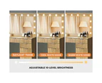 Oikiture Dressing Table Stool Set Makeup Large Mirror Dresser 12 LED Bulbs Oak