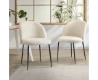 Oikiture 2x Dining Chairs Accent Chair Armchair Kitchen Upholstered Sherpa White