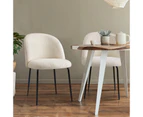 Oikiture 2x Dining Chairs Accent Chair Armchair Kitchen Upholstered Sherpa White