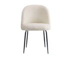 Oikiture 2x Dining Chairs Accent Chair Armchair Kitchen Upholstered Sherpa White