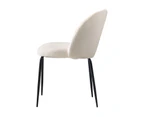 Oikiture 2x Dining Chairs Accent Chair Armchair Kitchen Upholstered Sherpa White