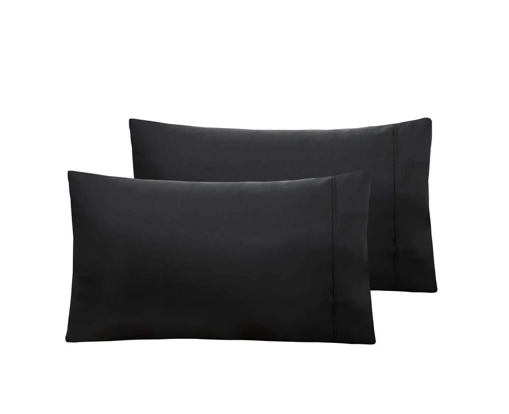 Accessorize 300Tc Deluxe Essentials Satin Standard Pillowcases Black